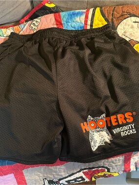 Hooters x Danny Duncan Virginity Rocks Black Mesh Athletic Shorts
